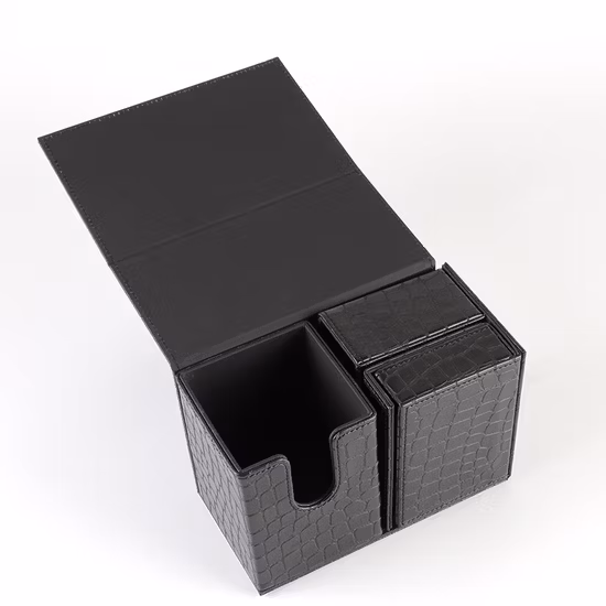 Boîte de rangement de protection de cartes de jeu de société en cuir PU à rabat
